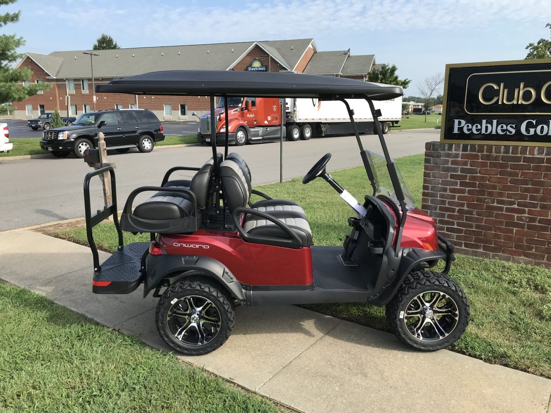 2020 Club Car Onward Lifted Gas PTV Candy Apple Red Peebles Golf Cars