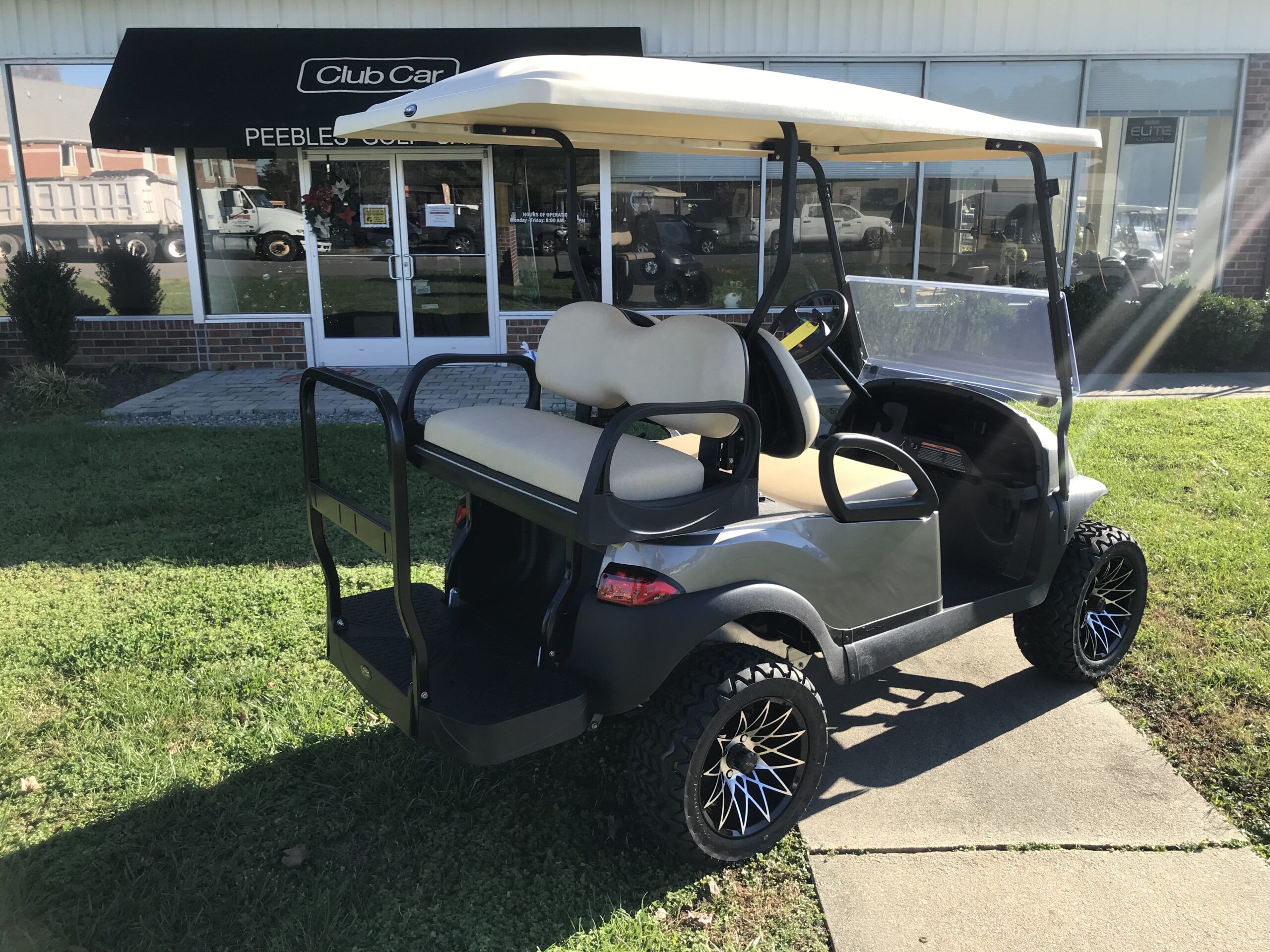 2016 Club Car Lifted Electric 4Passenger Golf Car Metallic Platinum