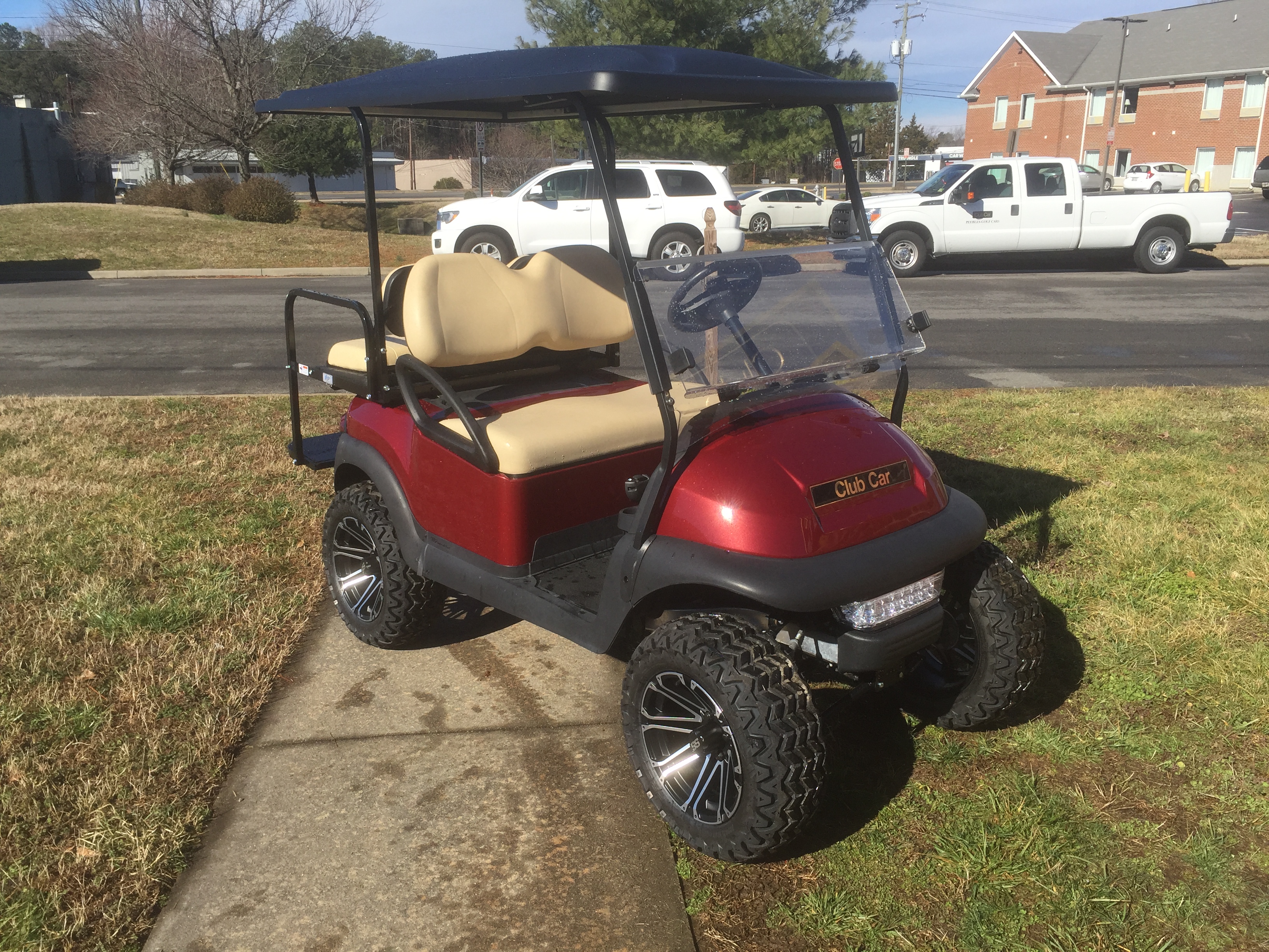 2014 Club Car Lifted Electric Golf Car Burgundy Peebles Golf Cars
