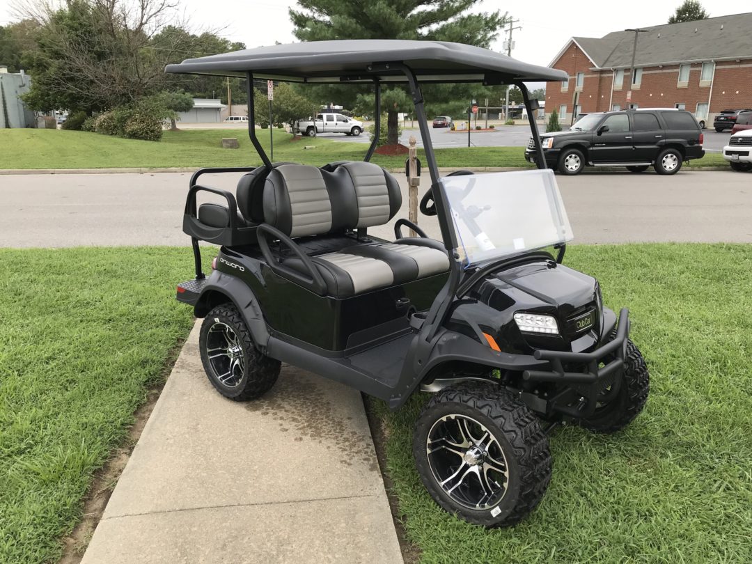 2020 Metallic Black Club Car Onward Lifted Electric PTV Peebles Golf