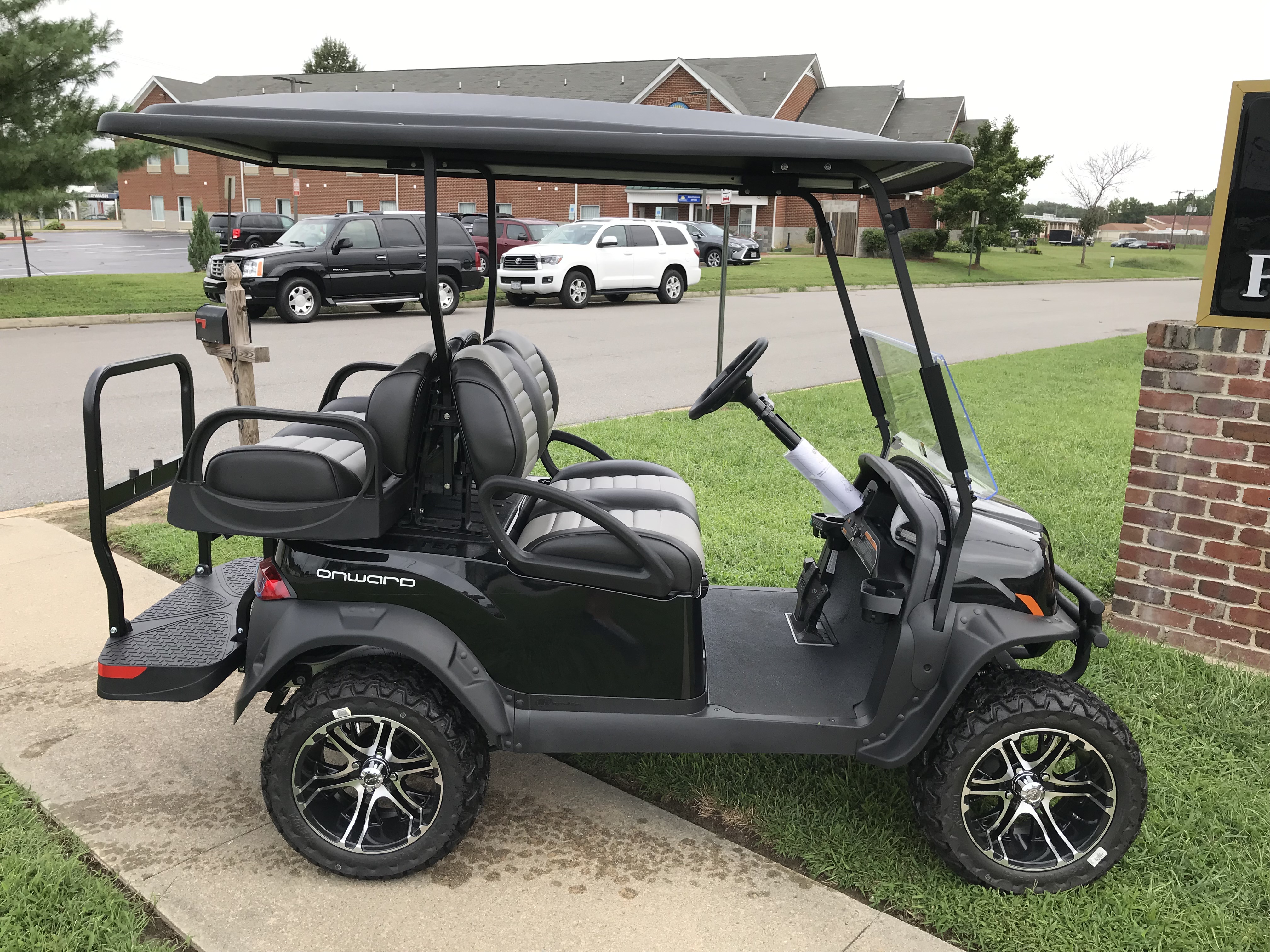 2020 Metallic Black Club Car Onward Lifted Electric PTV Peebles Golf