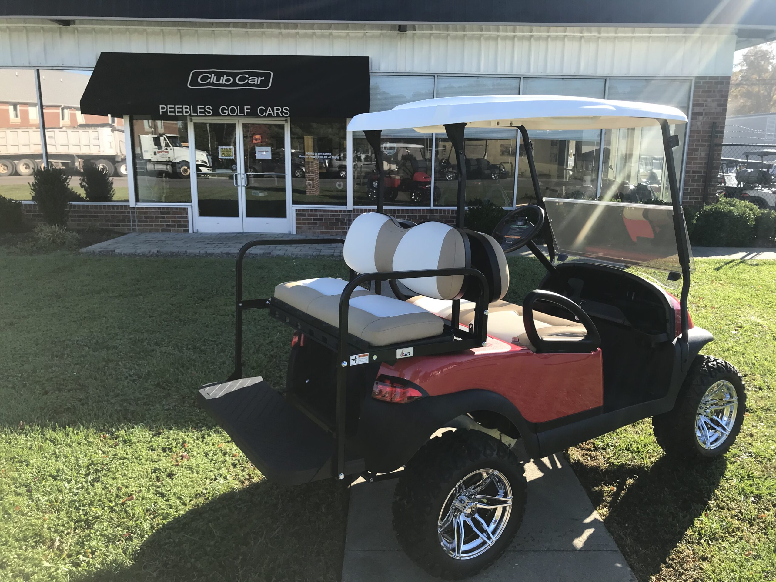 2016 Club Car Lifted Electric 4Passenger Golf Car RED Peebles Golf Cars