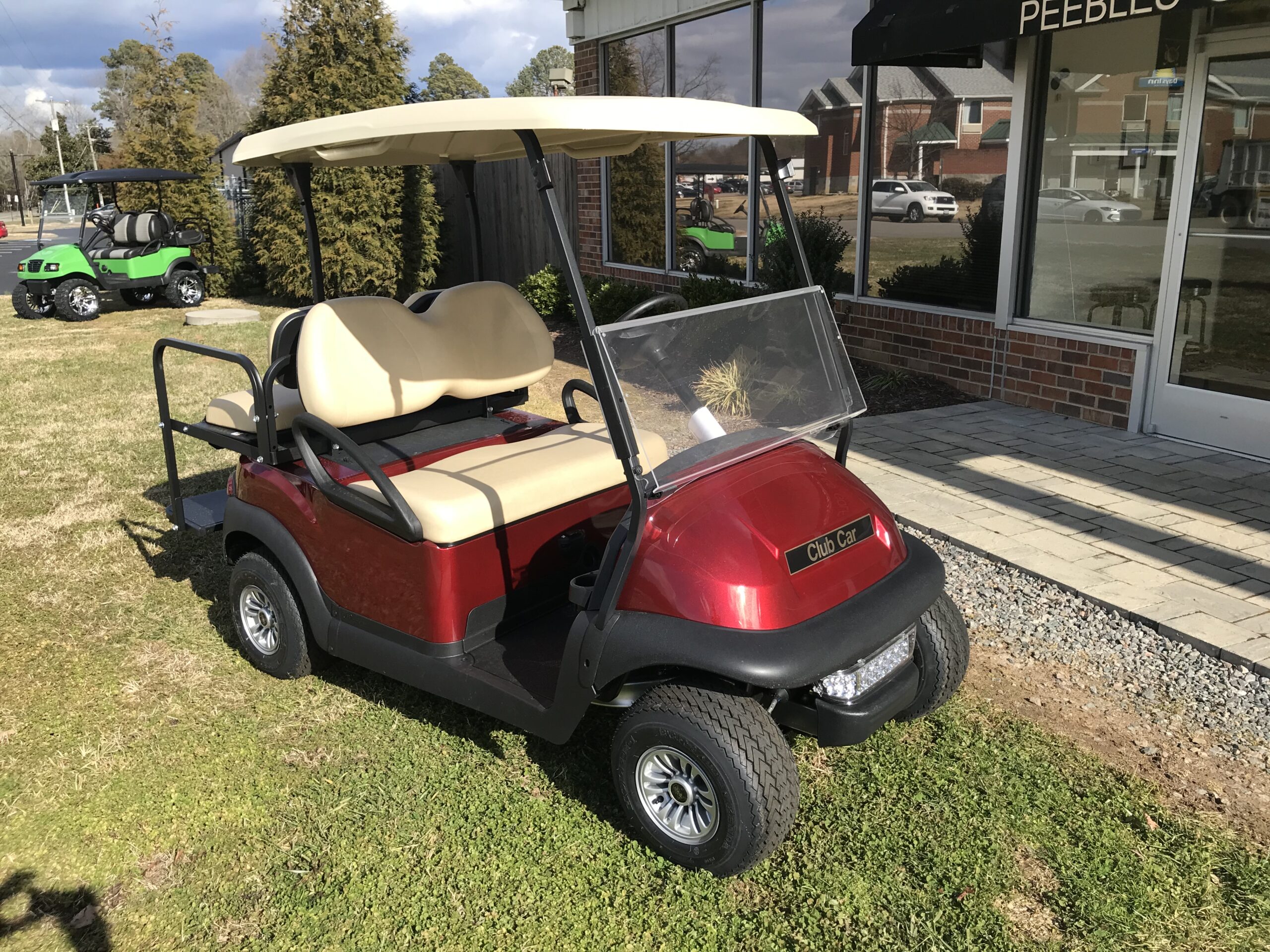 2021 Club Car Electric 4Passenger Golf Car Candy Apple Red Peebles